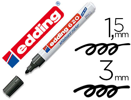 MARQUEUR EDDING E620 TABLEAU B LANC POINTE OGIVE CORPS MTAL ENCRE CAP-OFF EFFAABLE PIGMENTE FAIBLE ODEUR COULEUR NOIR