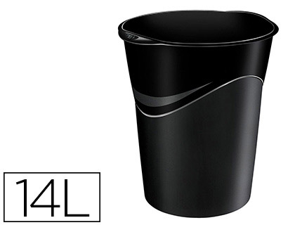 CORBEILLE  PAPIER CEP POLYPROPYLNE RSISTANT FORME CONIQUE POIGNES ERGONOMIQUES 14L 305X290X334MM NOIR GREEN SPIRIT