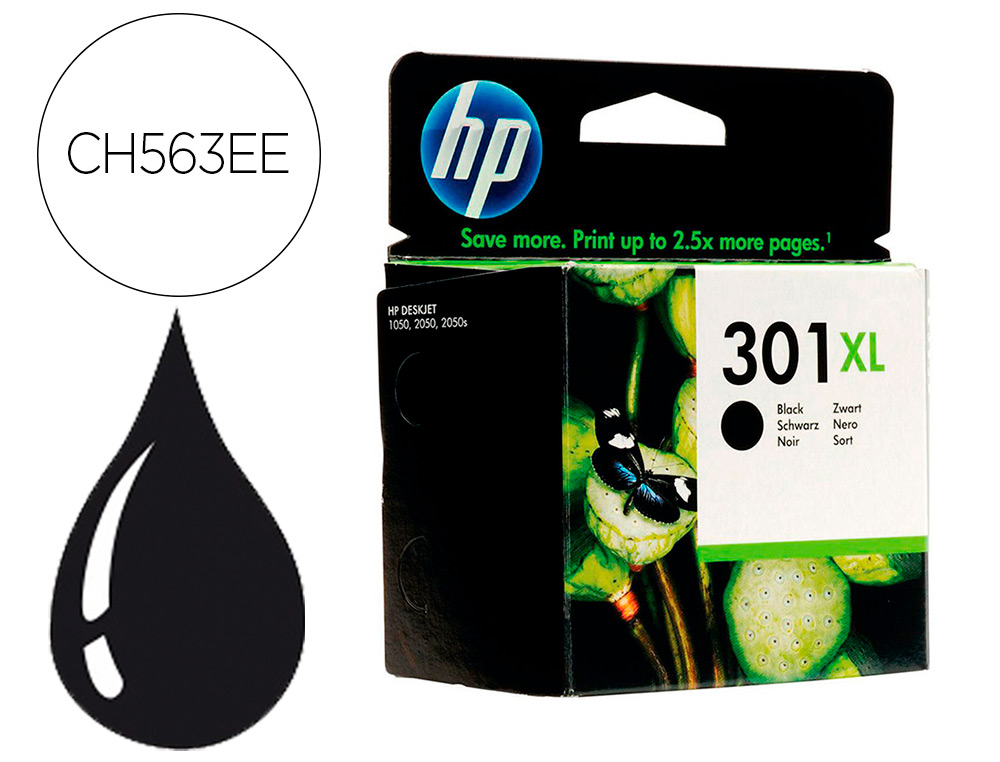 FOUROT BUREAUTIQUE  CARTOUCHE HP 301XL JET D'ENCRE CH563EE COULEUR NOIR  HAUTE CAPACITÉ 480P