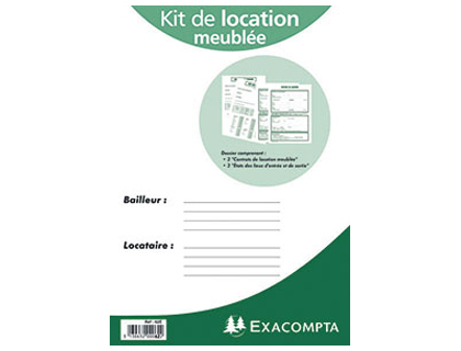 KIT EXACOMPTA LOCATION LOCAUX MEUBLS DOSSIER 2 FEUILLETS CONTRAT LOCATION 2 LIASSES DE 3 EXEMPLAIRES TAT DES LIEUX