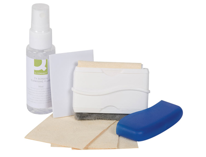 KIT NETTOYAGE Q-CONNECT CRANS LCD FLACON 35ML BROSSE ACCESSOIRE MICROFIBRE TOUS TYPES CRANS