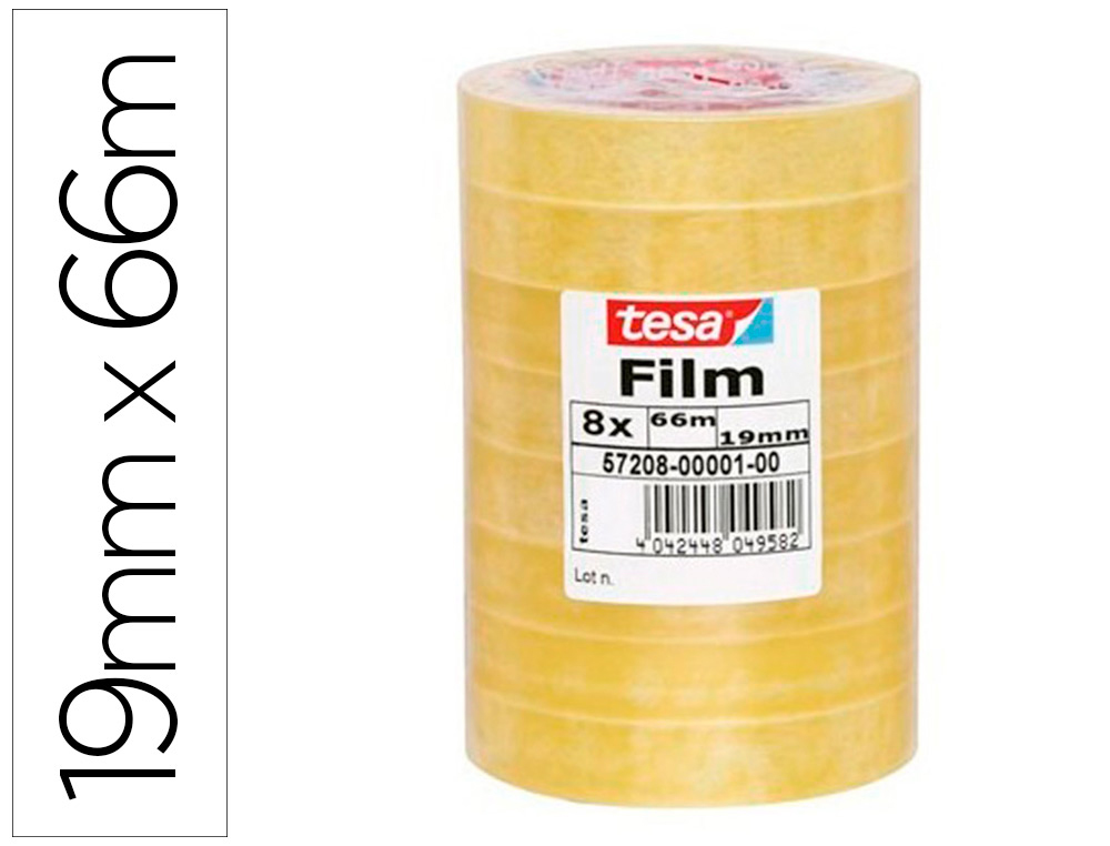 RUBAN ADHSIF TESA POLYPROPYLNE DROULEMENT SILENCIEUX 19MMX66M TOUR 8 ROULEAUX