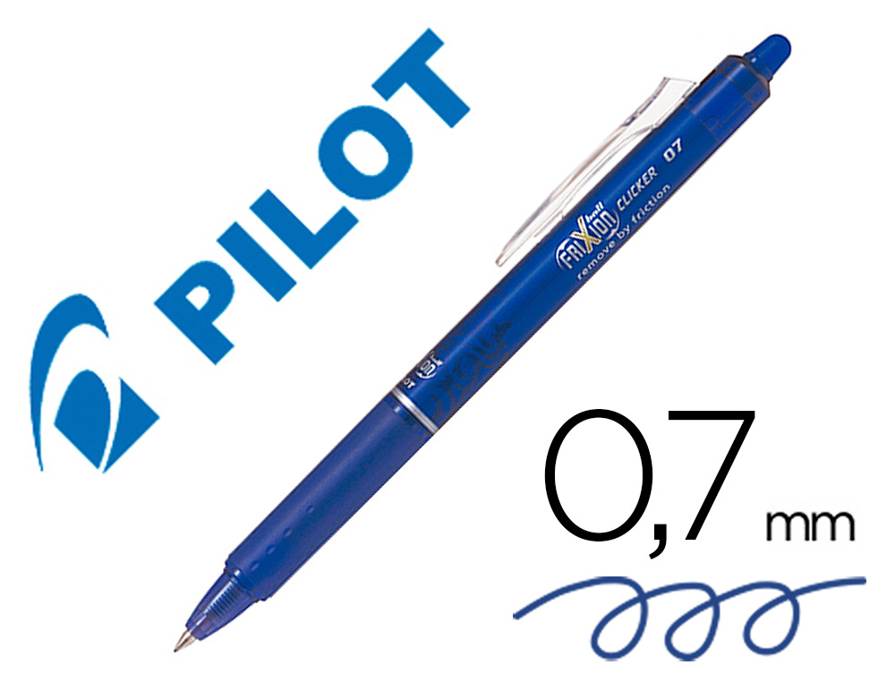 iP-BURO  ROLLER PILOT FRIXION CLICKER ÉCRITURE MOYENNE 0.35MM ENCRE  EFFAÇABLE GOMME SERTIE GRIP PREHENSION RECHARGEABLE BLEU