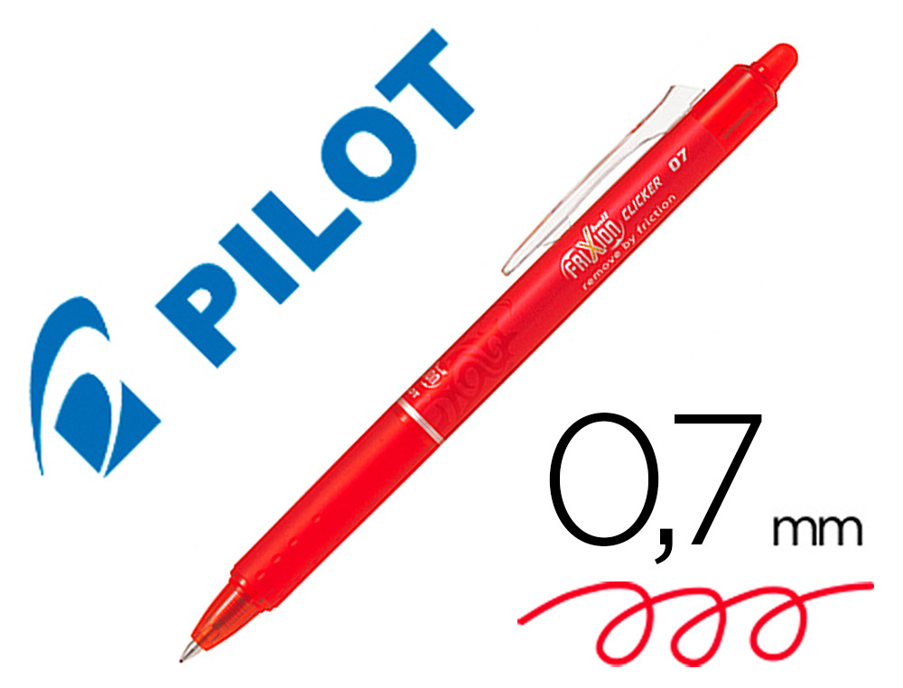 PILOT FRIXION CLICKER 07 Stylo Roller rétractable Pointe moyenne Encre Rouge