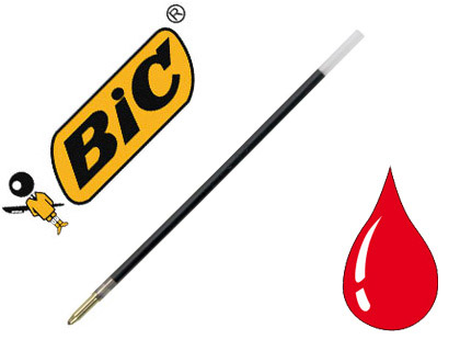 RECHARGE BIC STYLO-BILLE BIC 4 COULEURS LARGEUR MOYENNE COLORIS ROUGE