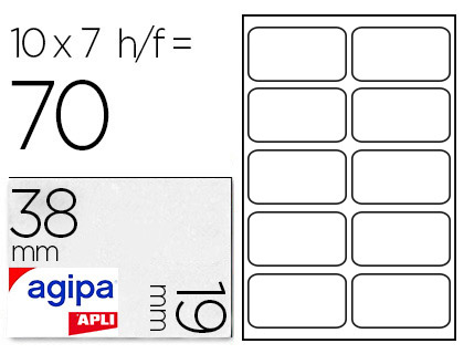 TIQUETTE ADHSIVE APLI AGIPA BUREAU 19X38MM POCHETTE 70 UNITS