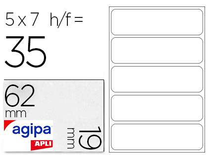 TIQUETTE ADHSIVE APLI AGIPA BUREAU 19X62MM POCHETTE 35 UNITS