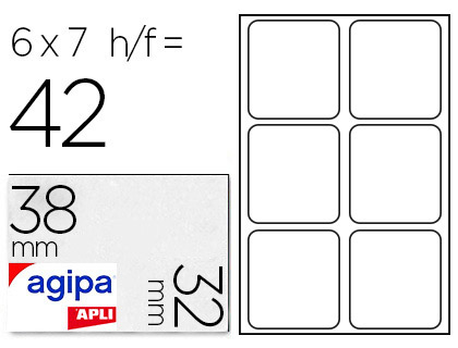 TIQUETTE ADHSIVE APLI AGIPA BUREAU 32X38MM POCHETTE 42 UNITS