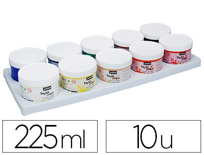 Librairie-Papeterie COLBERT  GOUACHE DOIGT PÉBÉO TACTICOLOR SOCLE  PLASTIQUE COLORIS ASSORTIS 10 POTS 225ML