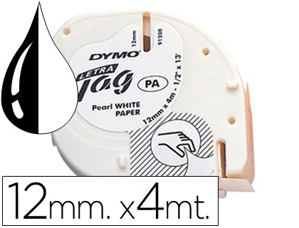 Ruban Dymo LetraTag - 12 mm x 4 m - papier blanc 