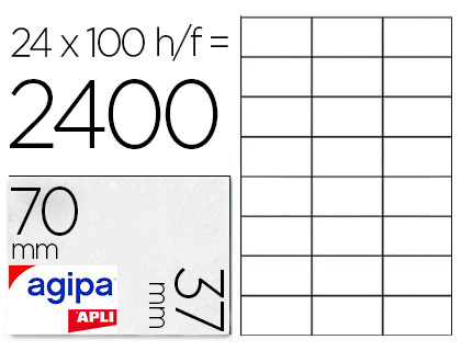 TIQUETTE ADHSIVE APLI AGIPA MULTI-USAGE 70X37MM TOUTE IMPRIMANTE BOTE 2400 UNITS