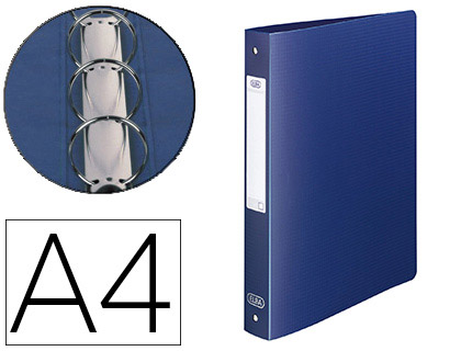 CLASSEUR OXFORD MEMPHIS 4 ANNEAUX RONDS 30MM POLYPROPYLNE 10/10E DOS 40MM TIQUETTE DOS COLORIS BLEU