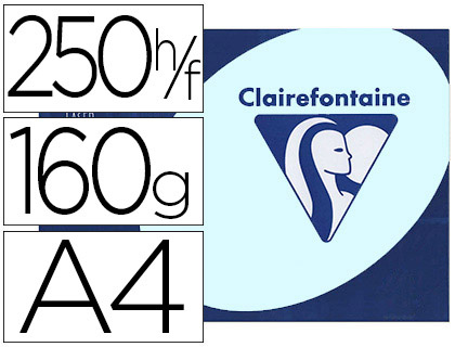 PAPIER COULEUR CLAIREFONTAINE TROPHE MULTIFONCTION A4 160G/M2 BLEU PASTEL PAQUET 250 FEUILLES