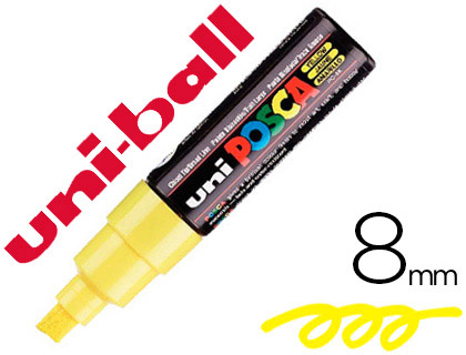 MARQUEUR POSCA PC8K GOUACHE ENCRE INODORE TOUTES SURFACES POINTE LARGE BISEAUTE COULEUR OPAQUE COUVRANTE JAUNE
