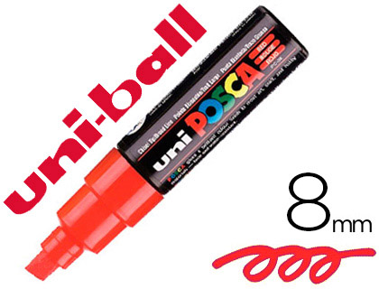 MARQUEUR POSCA PC8K GOUACHE ENCRE INODORE TOUTES SURFACES POINTE LARGE BISEAUTE COULEUR OPAQUE COUVRANTE ROUGE