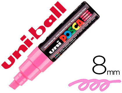 MARQUEUR POSCA PC8K GOUACHE ENCRE INODORE TOUTES SURFACES POINTE LARGE BISEAUTE COULEUR OPAQUE COUVRANTE ROSE