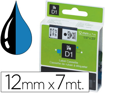 RUBAN TITREUSE DYMO D1 12MMX7M COLORIS IMPRESSION NOIR/BLEU