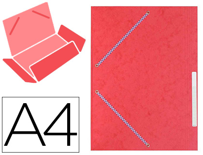 CHEMISE COUTAL 3 RABATS FERMETURE LASTIQUE A4 24X32CM CARTE LUSTRE 7/10E TIQUETTE DOS 15MM COLORIS ROUGE