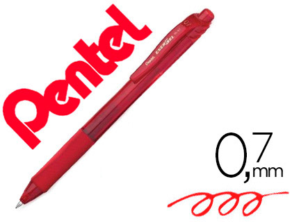 ROLLER PENTEL ENERGEL RTRACTABLE RECHARGEABLE POINTE MTAL 0.7MM ROUGE