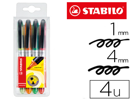 SURLIGNEUR STABILO NAVIGATOR MODLE POCHE CLIP RSISTANCE INTENSE LUMIRE COULEURS ASSORTIES POCHETTE 4 UNITS