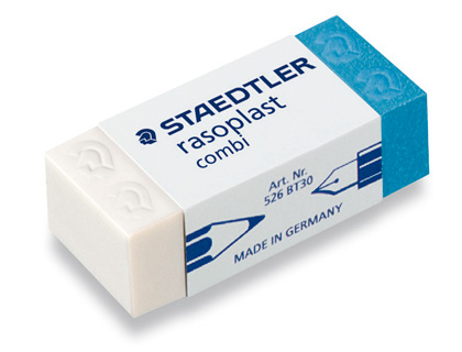 GOMME STAEDTLER RASOPLAST COMBI 526 BT 43X19X13MM PARTIE ROSE CRAYON PARTIE BLEUE ENCRE FOURREAU CARTON