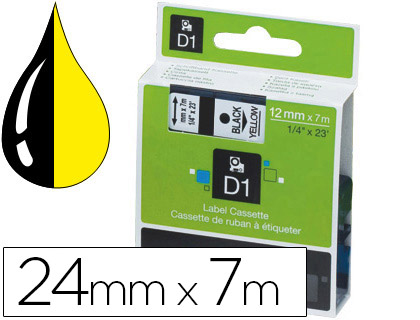 RUBAN TITREUSE DYMO LECTRONIQUE TECHNOLOGIE TRANSFERT THERMIQUE 24MMX7M 50G COLORIS IMPRESSION JAUNE/TRANSPARENT
