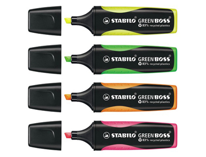 SURLIGNEUR STABILO GREEN BOSS COLOGIQUE POINTE BISEAUTE ENCRE UNIVERSELLE BASE EAU RSISTANTE LUMIRE COULEUR ORANGE