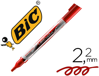 MARQUEUR BIC VELLEDA POCKET EFFAABLE POINTE OGIVE TRAC 3MM ENCRE LIQUIDE BASE ALCOOL FORMAT POCHE ROUGE