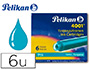 CARTOUCHE PELIKAN COURTE STANDARD TURQUOISE TUI 6 UNITS
