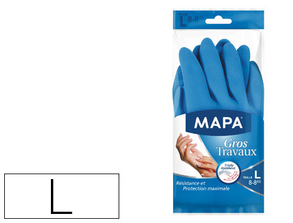 GANT MAPA GROS TRAVAUX LATEX NATUREL PROTECTION PRODUITS MNAGERS AGRESSIFS EXTRIEUR RENFORC TAILLE L LOT 2 GANTS