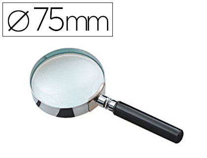 LOUPE JPC RONDE LENTILLE VERRE 75MM DIAMTRE GROSSISSEMENT PAR 3 MONTURE MTAL CHROM
