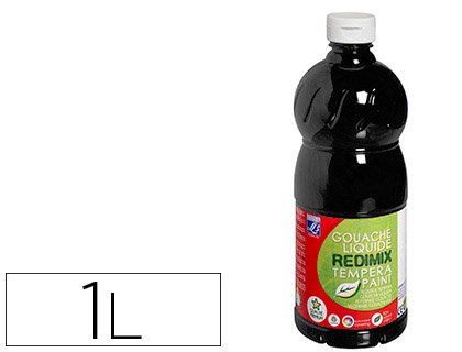 GOUACHE LEFRANC BOURGEOIS LIQUIDE REDIMIX NON TOXIQUE FLUIDE COUVRANTE PRTE  L'EMPLOI NOIR FLACON 1000ML