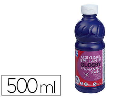 PEINTURE ACRYLIQUE LEFRANC BOURGEOIS GLOSSY FLUIDE BRILLANTE INDLBILE MULTI-SUPPORTS BLEU OUTREMER FLACON 500ML