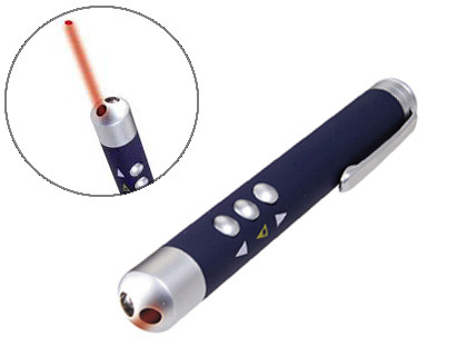 POINTEUR LASER SIGN PORTE 15 MTRES 3 FONCTIONS SANS FIL PRISE USB LONGUEUR 115MM LIVR 3 PILES LR44