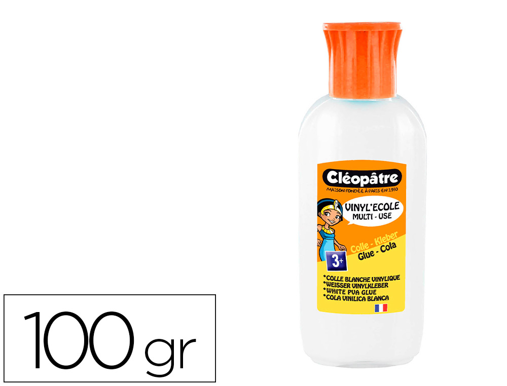 COLLE VINYLIQUE CLÉOPÂTRE BLANCHE TOUS TYPES TRAVAUX USAGE MAISON BUREAU  NETTOYAGE FACILE SANS SOLVANT FLACON 100ML