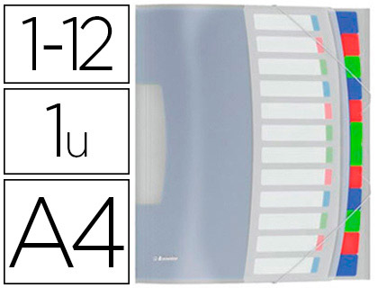 TRIEUR DOCUMENT PASTEL A5 08 COMPARTIMENTS EXTENSIBLE POLYPROPILINE OPAQUE  ELBA REF: 400091661