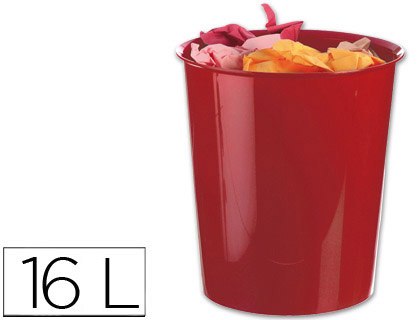 CORBEILLE  PAPIER Q-CONNECT PLASTIQUE RSISTANT 16L 310X290MM COLORIS ROUGE OPAQUE