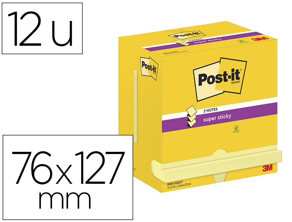 BLOC-NOTES POST-IT RECHARGE Z-NOTES 127X76MM 90F SUPER Z-NOTES REPOSITIONNABLES