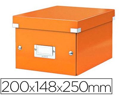 BOÎTE RANGEMENT LEITZ CLICK&STORE WOW PLIABLE L220XH160XP282MM DOCUMENTS A5  SURFACE LAMINÉE COLORIS ORANGE