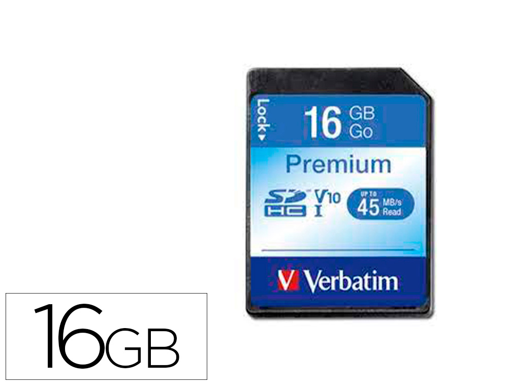 CARTE MICRO VERBATIM SD CAPACIT 16GB CLASS 10 APPAREILS PHOTOS NUMRIQUES
