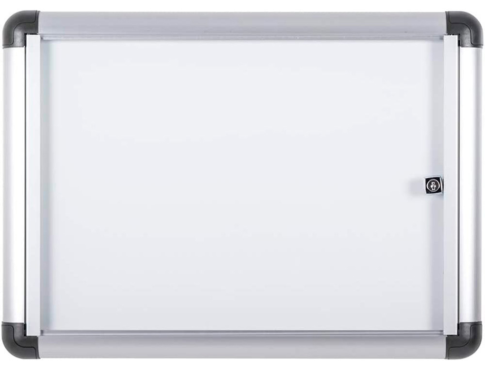 VITRINE AFFICHAGE BI-OFFICE INTRIEUR ALUMINIUM FOND LAQU MTALLIQUE EXTRA-PLAT SERRURE 2 FEUILLES A4 35,7X49X3,5CM