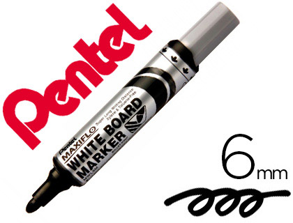MARQUEUR PENTEL MAXIFLO EFFAABLE TABLEAU BLANC POINTE CONIQUE TRAC 2,1MM CRITURE 1000M CORPS PLASTIQUE RECYCL NOIR