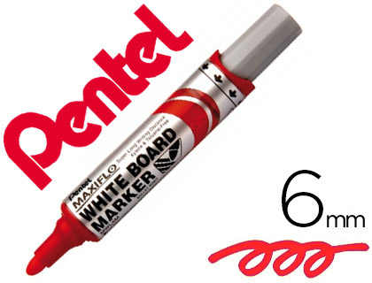 MARQUEUR PENTEL MAXIFLO EFFAABLE TABLEAU BLANC POINTE CONIQUE TRAC 2,1MM CRITURE 1000M CORPS PLASTIQUE RECYCL ROUGE