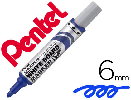 MARQUEUR PENTEL MAXIFLO EFFAABLE TABLEAU BLANC POINTE CONIQUE TRAC 2.1MM CRITURE 1000M CORPS PLASTIQUE RECYCL BLEU