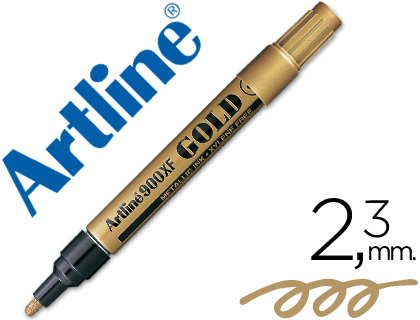 MARQUEUR ARTLINE PERMANENT POINTE MOYENNE CONIQUE 2.3MM TOUS SUPPORTS CORPS MTAL ENCRE PIGMENTE RSISTE EAU COULEUR OR