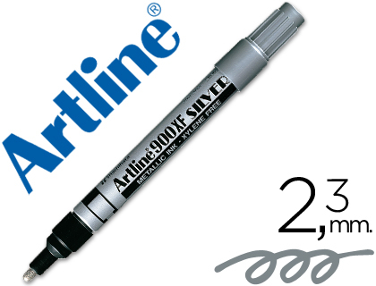 MARQUEUR ARTLINE PERMANENT POINTE MOYENNE CONIQUE 2.3MM TOUS SUPPORTS CORPS MTAL ENCRE PIGMENTE RSISTE EAU ARGENT