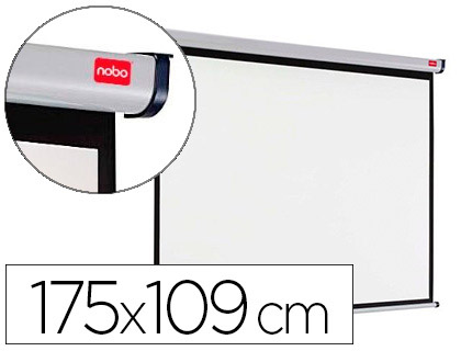 CRAN PROJECTION NOBO MURAL FORMAT 16/10 2 FIXATIONS MUR OU PLAFOND ESCAMOTABLE POIDS 6.35KG 175X109CM