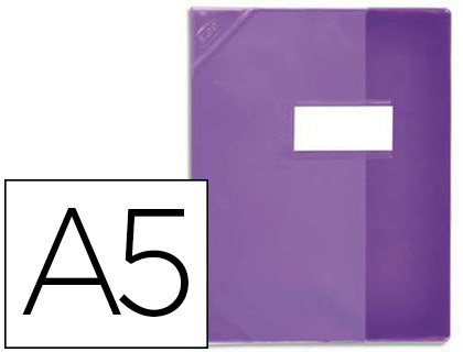 PROTGE-CAHIER ELBA STRONG LINE PVC CRISTAL 15/100E RABATS PORTE-TIQUETTE ET TIQUETTE 170X220MM VIOLET TRANSPARENT