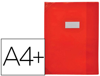 PROTGE-CAHIER ELBA STRONG LINE PVC CRISTAL 15/100E RABATS PORTE-TIQUETTE ET TIQUETTE 240X320MM COLORIS ROUGE