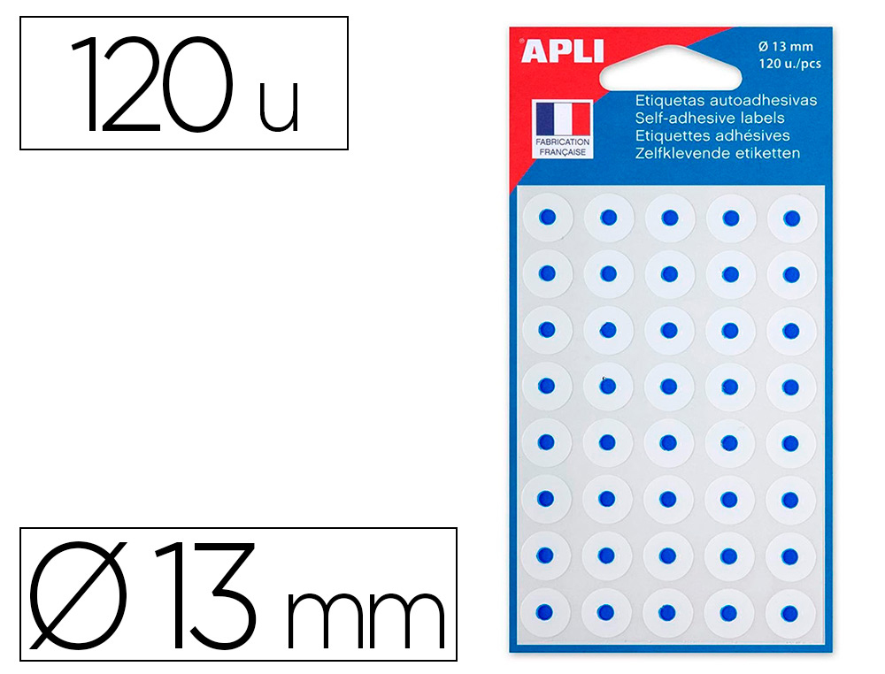 LIBRAIRIE COMMERCIENNE  OEILLET ADHÉSIF APLI AGIPA FORMAT 13MM  RENFORCEMENT DOCUMENTS PERFORÉS POCHETTE 120 UNITÉS